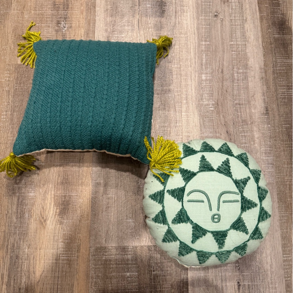 Teal and Green Decorative Mini Pillows